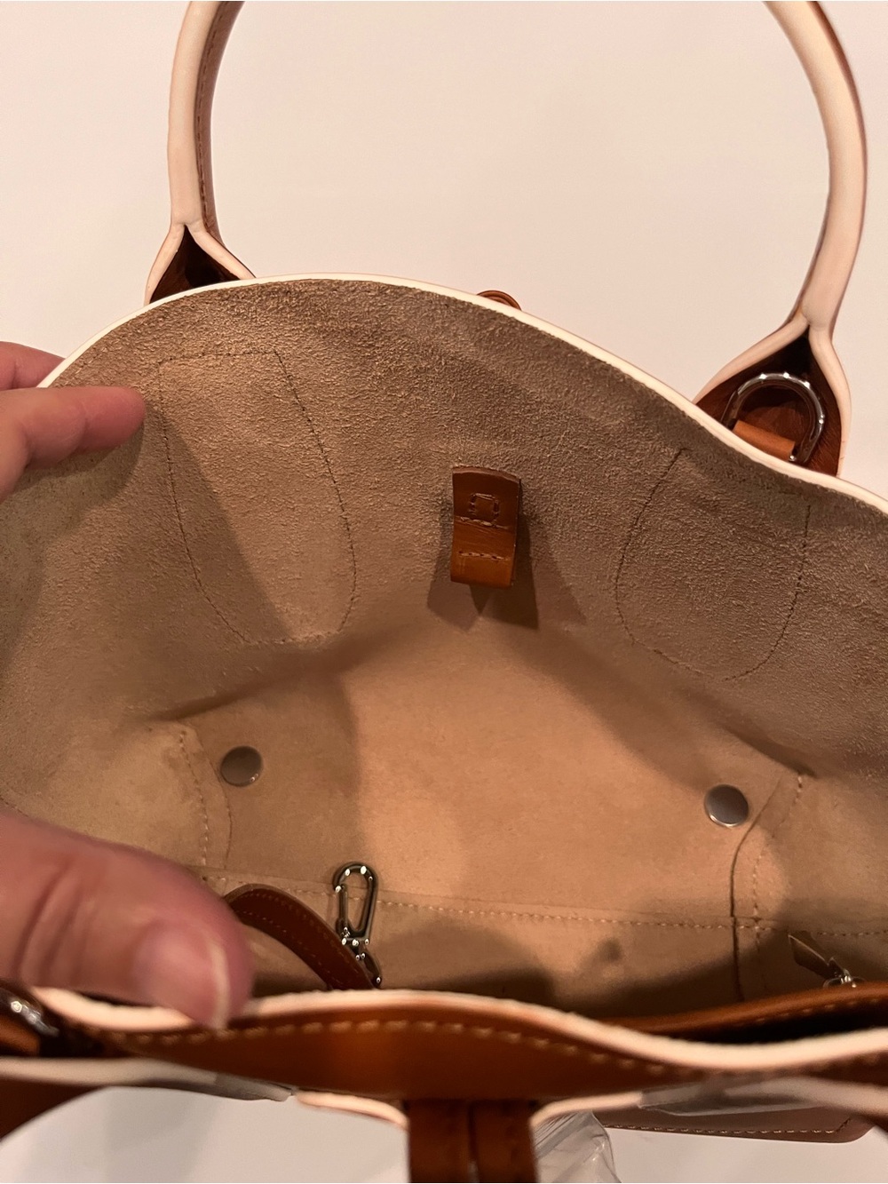 NWOT Longchamp Roseau Small Leather Top Handle Crossbody Bag Cognac w/ Dust Bag - Picture 8 of 9